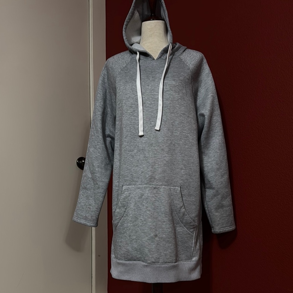 Gray Hoodie Dress with Front Pocket